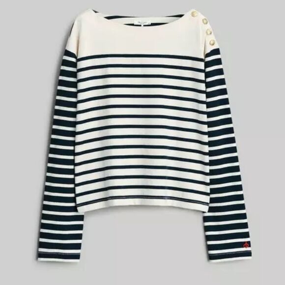 NWT rag & bone Bardot Stripe Long Sleeve Tee size XL - Picture 1 of 9